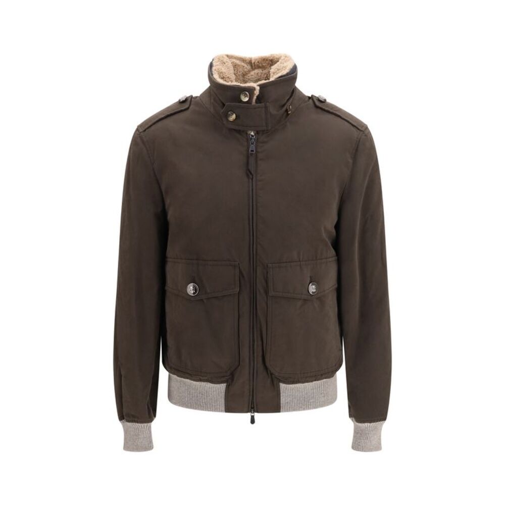 Brunello Cucinelli Men Waxed Techno Cotton Bomber With Thermore® Padding